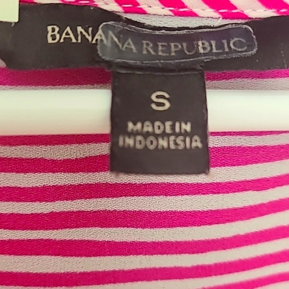 Banana Republic Pink & White Stripe Short Sleeve Top, Size Small - Picture 5 of 6